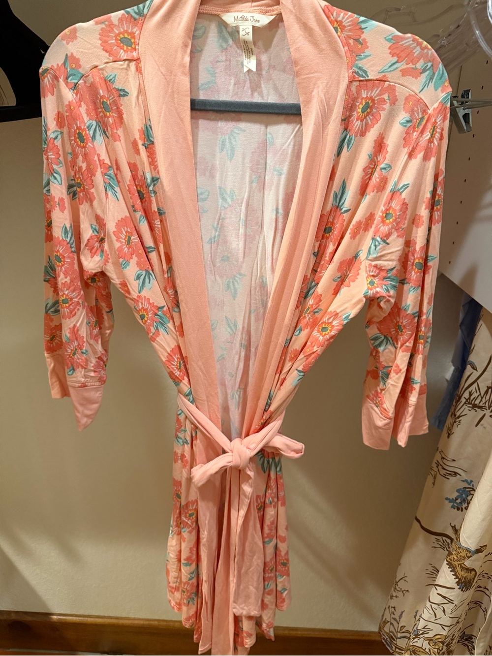 Matilda Jane Coral Pink Floral Tie-Waist Robe